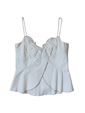 Striped White and Beige Spaghetti Strap Top